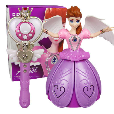 Toys Frozen Infrared Remote Control Elsa Anna With Wings Rotating Dance Light Music Action Figures Doll For Kid