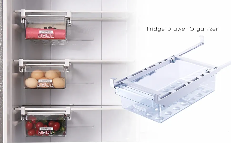 Pantry and Refrigerator Organizer Bins for Kitchen and Cabinet Storage |  BPA FREE Fridge and Freezer Containers Fridge Drawer Organizer, Unique  Design Pull Out Bins, Fridge Shelf Holder Storage Box Kitchen Fridge