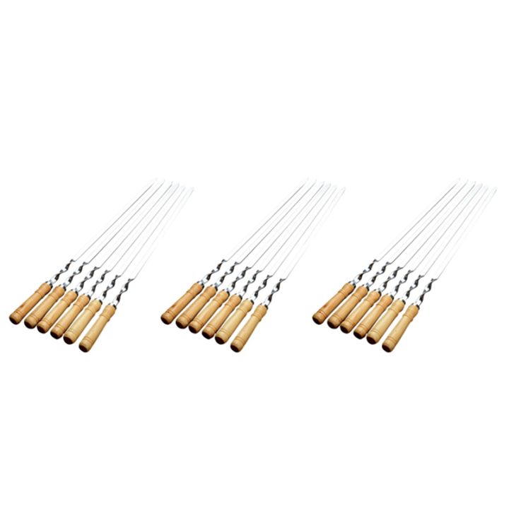 18pcs-55cm-bbq-skewers-long-handle-shish-kebab-barbecue-grill-stick-wood-bbq-fork-stainless-steel-outdoors-grill-needle