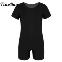 【cw】 Kids Short Sleeves Leotard Bodysuit Stretchy Soild Ballet Gymnastics Shorty Unitard Jumpsuit Sport ！