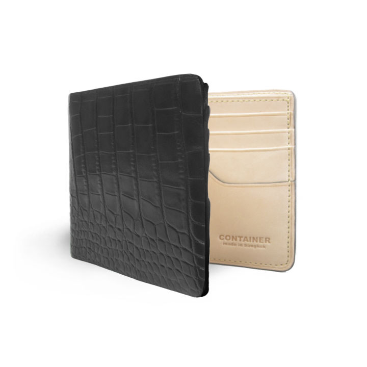 กระเป๋าสตางค์ลายจรเข้ดำ-wallet-bifold-embossed-croc-black