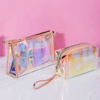 ❍ 1 Pc Colorful Holographic Women Cosmetic Bag TPU Clear Makeup Bag Beauty Organizer Pouch Travel Clear Makeup Kit Case