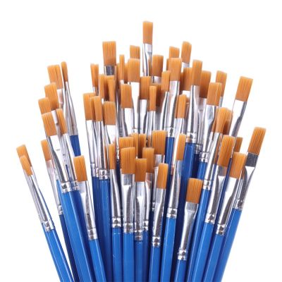 20PCS Artist Paint Brush Set High Quality Nylon Hair Blue Handle Watercolor Oil Brush Painting Art Supplies Artificial Flowers  Plants