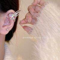 Aurora AB Dazzle Love Wing Ear Clip ไม่มีหูต่างหู หวานเย็นอารมณ์เล็ก ๆ ฝัง Diamond Ear Bone Clip ต่างหูสำหรับผู้หญิง OVFS