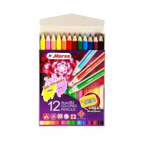 HORSE Colored Pencils ดินสอสีไม้ ตราม้า 12 สี (แถมฟรี กบเหลาดินสอ)