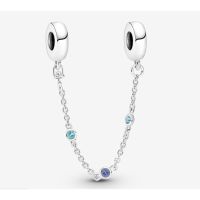 [พร้อมส่ง สินค้าแท้ ?] Pandora Triple Blue Stone Safety Chain