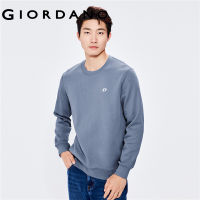 Giordano ผู้ชาย เสื้อกันหนาวสเวตเตอร์คอกลมปักลาย Pixel แบบหลวม Free Shipping 01021839