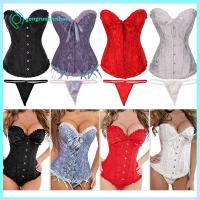 GONGRUOQIUSHAN ผู้หญิง ลูกไม้ขึ้นด้านบน ชุดแฟนซี Waist Shaper Overbust Boned Satin Brocade Stays Corset Corset Bustier Top