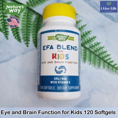 อาหารเสริมสนับสนุนสมอง และดวงตา สำหรับเด็กอายุ 5+ ปี EFA Blend for Kids Eye &amp; Brain Function 120 Softgels - Natures Way EPA DHA VitaminE