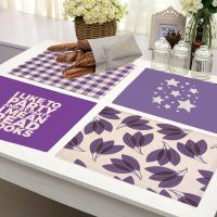 【LZ】✌  Purple Geometric Pattern Kichen Placemat for Dining Table Cotton Linen Drink Coaster Home Decoration Modern Kitchen Cup Pads