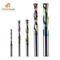 Dreanique 1pc DLC เคลือบเครื่องตัดมิลลิ่งคาร์ไบด์แข็ง 3.1 4 6 8 6.35mm 2 ขลุ่ยเกลียวเราเตอร์บิต End Mill ไม้ MDF ลงตัด