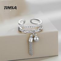 ห่วงโซ่เปิดแหวนใส่นิ้วปรับได้โซ่ปรับได้โซ่เซอร์โคเนีย TIMIA Simple Link เครื่องประดับแฟชั่น