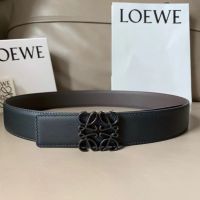 LOEWE ใหม่เข็มขัดสำหรับทั้งหญิงและชายหัวเข็มขัดสีทองตัวอักษรแบบเข็มขัดคลาสสิก,เข็มขัดหนังวัวสองด้านสไตล์ย้อนยุค