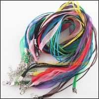 【YF】☞✁﹍  10Roll Mixed Organza Voile Necklace Waxed Clasp Cords 45cm 5cm