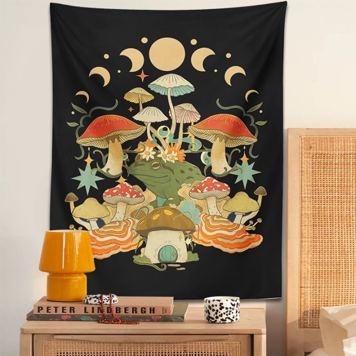 pilz-frosch-wandteppich-h-ngen-mond-phase-mystic-witchy-goblincore-sthetische-schlafzimmer-wohnzimmer-wand-teppich-wohnkultur