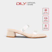 Dép guốc nữ quai trong suốt DILY tiện lợi mũi vuông cao 3.5cm_ AA0331