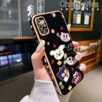 Chenyyka เคส A70s ปลอกสำหรับ Samsung กาแลคซี A71 4G A70การ์ตูนสีเทียนหน้าแข้งเคสมือถือชุบขอบสี่เหลี่ยมด้านข้างใหม่เคสกันกระแทกฝาปิดเลนส์เต็มรูปแบบปกป้องกล้องเคสซิลิโคนนิ่ม