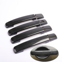 For Nissan Navara Frontier D40 2005-2013 Carbon Fiber Chrome Car Door Handle Cover Stickers Styling Accessories