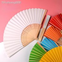 White Blank Paper Chinese Fold Fan Red Folding Hand Held Fan Pink Mini 8 Japanese Foldable Fan for Kids DIY Wedding Decoration