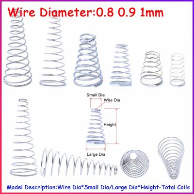 Wire Dia 0.8 0.9 1mm A2 304 Stainless Steel Tower Spring Taper Pressure Spring Conical Cone Compression Spring Spine Supporters
