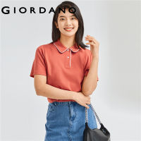 Giordano ผู้หญิง ผ้าฝ้ายบริสุทธิ์ปกเสื้อแขนสั้นโปโล Free Shipping 05312384