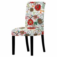 New Flower Print Dining Chair Cover Elastic Spandex Ktichen Seat Cover Living Room Hotel Room Decor Chair Protector Sofa Covers  Slips