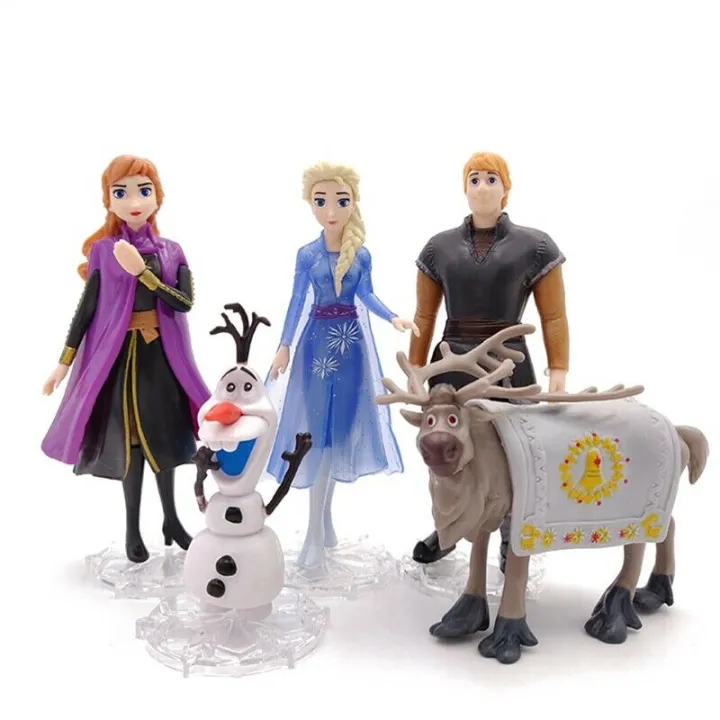 Frozen 2 Figures 5 Pcs Toys Gift Set Elsa Anna Kristoff Olaf Sven Cake ...