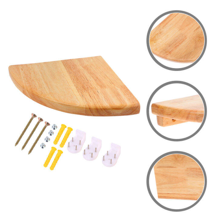HOMEMAXS Sector Corner Wall Shelf Wooden Corner Hanging Shelf Adhesive