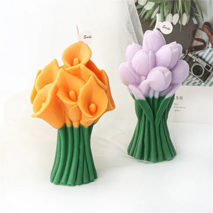 soap-candle-mold-gypsum-candle-mold-flower-candle-mold-silicone-candle-mold-lilies-candle-mold