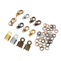 80pcs Hypoallergenic Alloy Lobster Clasp แหวนกระโดดหนังคลิปเคล็ดลับพับ CRIMP Kit สำหรับ DIY สร้อยข้อมือสร้อยคออุปกรณ์-GEIWH MALL