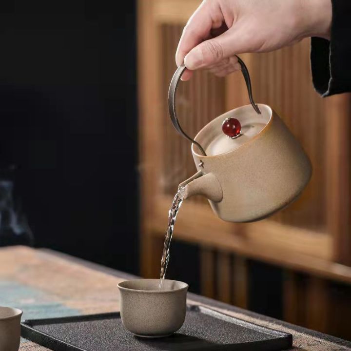 เครื่องปั้นดินเผาหยาบชุดน้ำชากังฟูแก้วกาน้ำชาดินอุ่นกาต้มน้ำ-teaware-puer-หม้อชาและชุดถ้วยกาน้ำชาพิธีบริการจีน