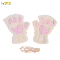 ?【Lowest price】WORE ถุงมือหมีแพนด้าแบบไม่มีนิ้วสำหรับผู้หญิงถุงมือครึ่งนิ้วนุ่มอบอุ่นอุ้งเท้าแมวนุ่มฟูนุ่มใส่หน้าหนาวของขวัญคริสต์มาส