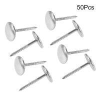 50Pcs Silver Upholstery Nails Threaded Pushpin Jewelry Wood Box Sofa Furniture Zinc Alloy Tack Stud Doornails Decor 12mmx21mm