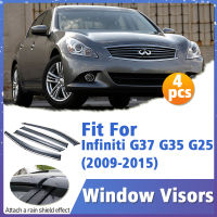 หน้าต่าง Visor ยามสำหรับ Infiniti G37 G35 G25 2009-2015 Vent ปกตัดกันสาดที่พักพิงป้องกันอาทิตย์ฝน D Eflector ประดับ