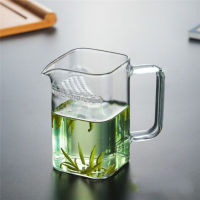 Borosilicate Glass Tea Pitcher Crystal Clear Chahai Chinese Tea Divider Creative Square Teacup with Filter Holes Tea Maker Pot