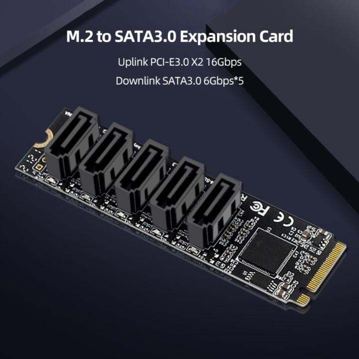 m-2-m-key-pci-express-ไปยัง-sata-3-0รองรับการ์ดตัวแปลงฮาร์ดดิสก์สำหรับ-mac-os-windows-linux-การ์ดแปลงสัญญาณรองรับฟังก์ชั่น-pm-6gbps-5พอร์ต