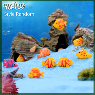 ruyifang 10ชิ้นการ์ตูนปลาขนาดเล็กสำหรับตกแต่งตู้ปลาภูมิทัศน์ขนาดเล็กขนาดเล็กงานประดิษฐ์ทำมือ