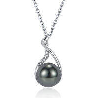 Elegant Black Pearl Gemstones Zircon Diamonds Swan Pendant Necklaces for Women 18k White Gold Silver Color Choker Jewelry Gifts