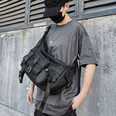 Shopper Nylon Shoulder Gothic Black Crossbody Messenger Tote Bags For Men Womens Hip Hop Techwear Satchel Waist Goth Handbags
