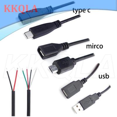 QKKQLA 1M USB Type A Male Female Type C Micro Connector 2Pin 4pin core Power Supply Cable Extension Adapter repair welding Wire DIY