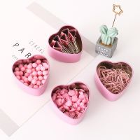 Love Pink Memory Paperclip Binder Clips Gift Box Office Supplies Heart Push Pins School Supplies Cork Board Office Accessories Clips Pins Tacks