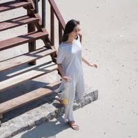 THARA - SET เสื้อ+กาเกง ผ้าพริ้ว ใส่สบาย รุ่น OCEAN SET สี LIGHT GREY