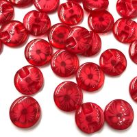 50pc Lots 14mm Red color flower Plastic Buttons sewing/appliques/craft PT11 Haberdashery