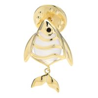 Wuli amp;baby Movable Tail Fish Collar Pin For Women Men Cute Metal Swimming Fish Party Brooch Pin New Year Gifts