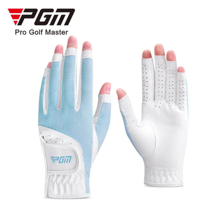 champkey-ถุงมือกอล์ฟสำหรับผู้หญิง-pgm-แบบเปิดนิ้ว-1-คู่-st032-golf-gloves-pgm-for-women-สีฟ้า-สีเทา-สีชมพู