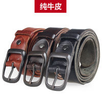 Vintage Distressed First Layer Cowhide Belt Unisex Pant Belt Business All-Match Alloy Japanese Buckle Belt