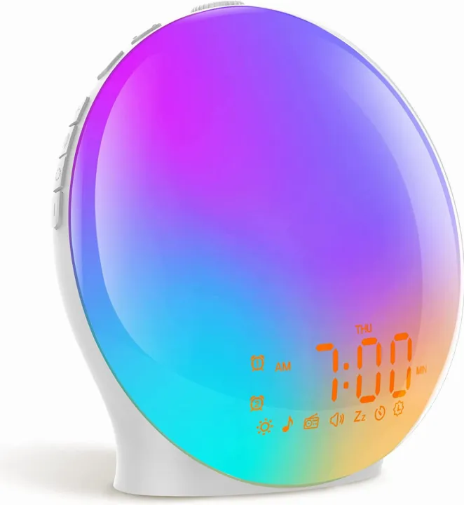 AGQQ Sunrise Alarm Clock, Full Screen Wake Up Light with Sunrise ...