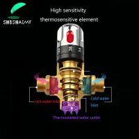 SHBSHAIMY วาล์วผสมน้ำเพื่อควบคุมอุณหภูมิทองเหลืองอุณหภูมิของน้ำคงที่วาล์วก๊อกน้ำเทอร์โมสตัทห้องน้ำเทปพันวาวล์ห้องครัว
