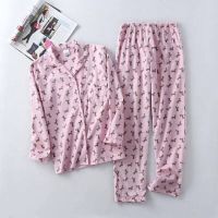 Autumn Original Multi Pattern Thin Flannelette Pijamas Women Long Sleeve Trousers Pajamas Casual Home Wear Suit Keep Warm 2 Pcs