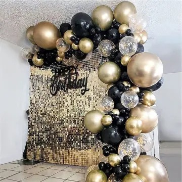 60 Pcs Ballon Or, Confettis Ballons Dors, Latex Helium Ballon De